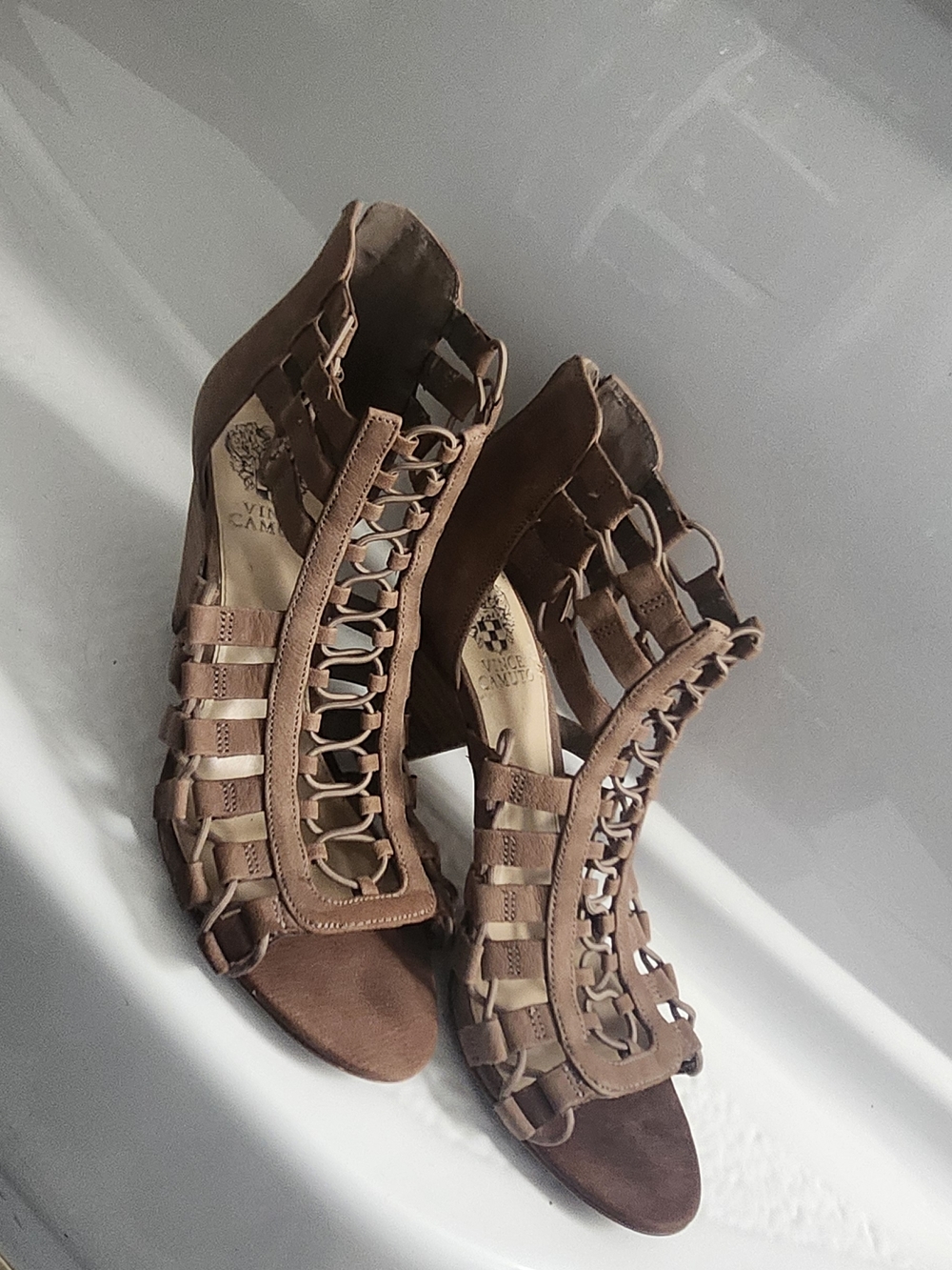 Vince Camuto Brown Suede Gladiator Heels